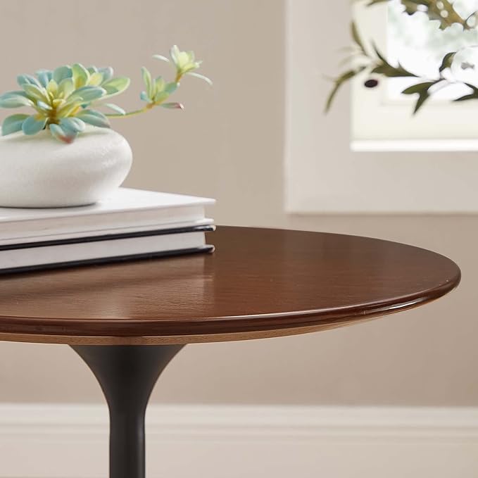 Modway Lippa Round 20" Mid-Century Modern Side Tablin Black Walnut
