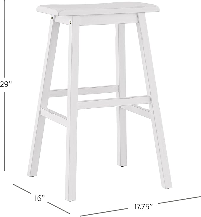 Hillsdale Moreno Wood Backless Bar Height Stool, 29" High, Sea White