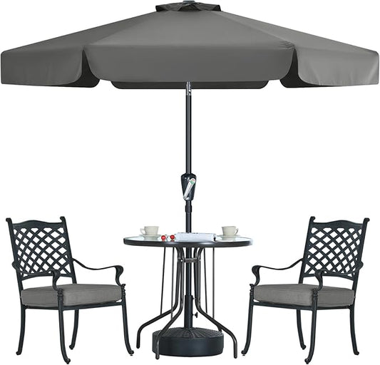 MASTERCANOPY 7.5ft Patio Umbrella with Valance, Crank and Tilt – 6 Ribs Outdoor Market Umbrella, UV/Fade Resistant, Waterproof Canopy with Wind Vent for Garden, Deck, Backyard, Pool (Dark Gray)