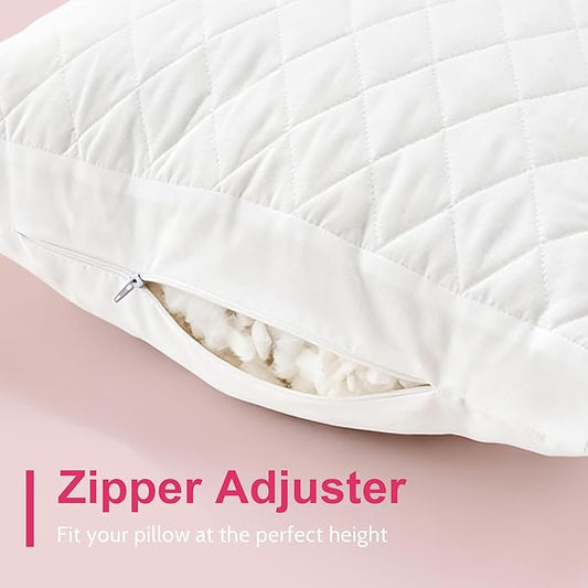 Memory Foam Pillows Queen Size Set of 2，Adjustable Bed Pillow with Gusseted for Sleeping，Medium Firm Pillows 2 Pack for Side, Back or Stomach Sleepers (20 x 30 in, White)