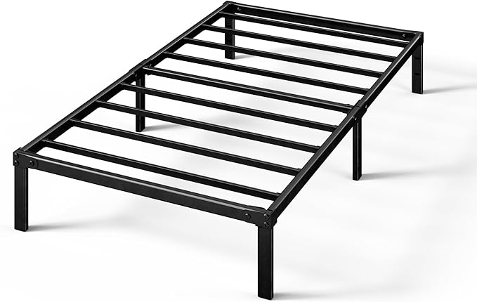 ZINUS Yelena 14 Inch Twin Metal Platform Bed Frame, Steel Slat Support, No Box Spring Needed, Eco Friendly WonderBox(TM) Packaging, Easy Assembly, Black