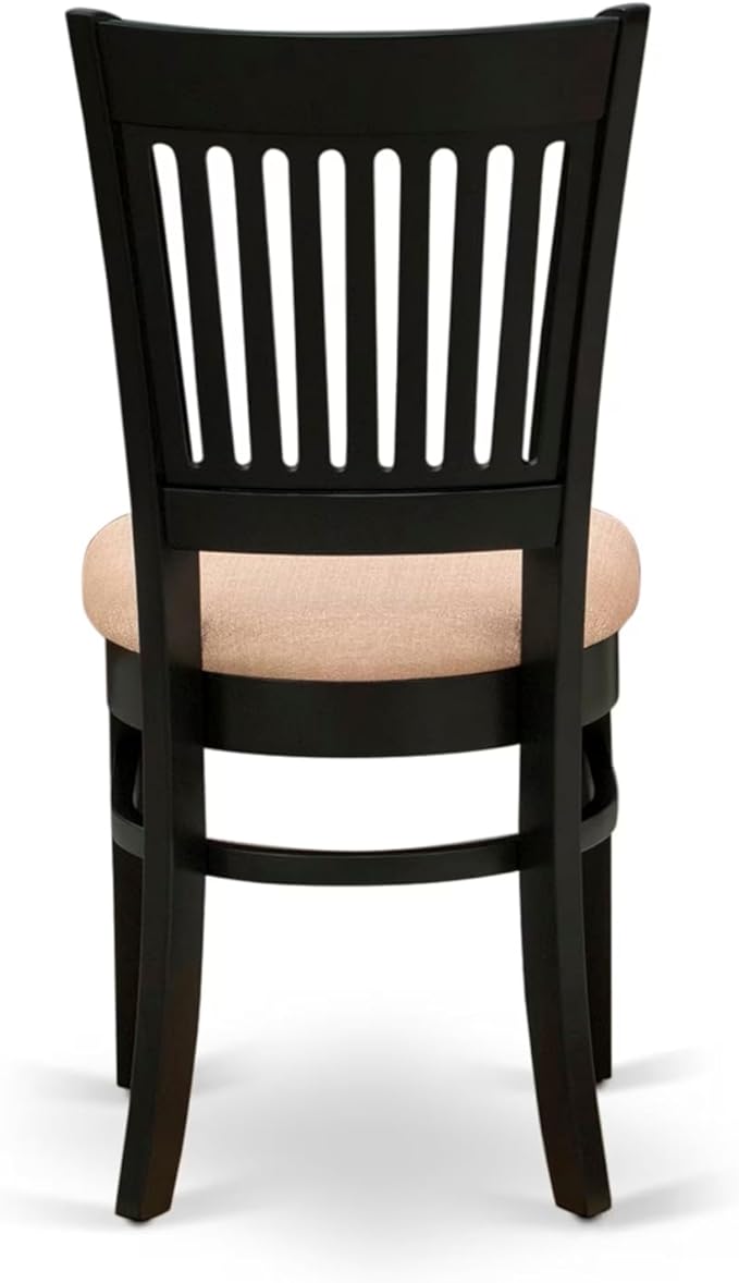 East West Furniture ANVA5-BLK-C 5 Piece Dining Room Furniture Set Includes a Round Dining Table with Pedestal and 4 Linen Fabric Upholstered Chairs, 36x36 Inch, Black