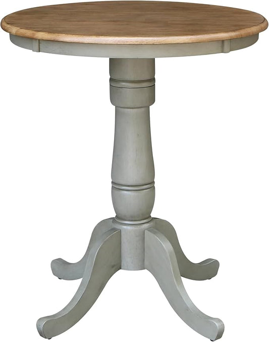 IC INTERNATIONAL CONCEPTS 30" Round Wood Distressed Hickory/Stone Table-Counter Height