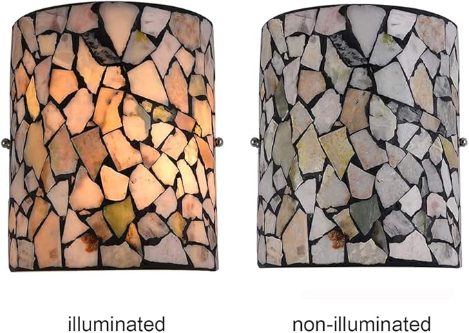 ARTZONE Tiffany Wall Sconces, Natural Shell Lampshade Mosaic Wall Light for Bedroom, Stairway, Corridor