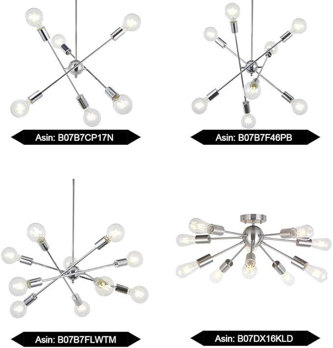 BONLICHT Sputnik Chandelier Chrome 10 Lights Pendant Lighting Modern Sputnik Light Vintage Ceiling Light Fixture UL Listed