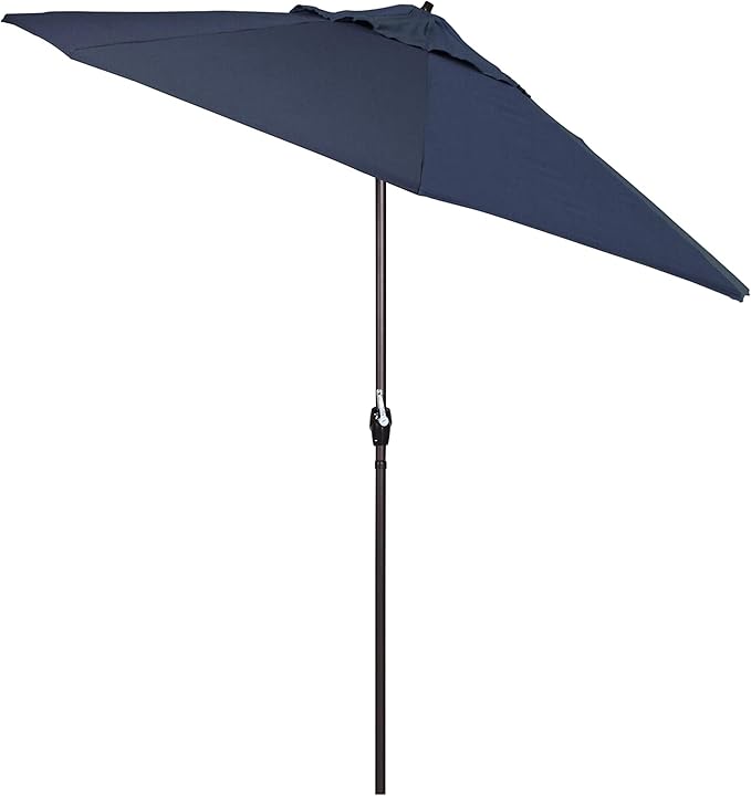 California Umbrella 7.5' Round Sunbrella Aluminum Outdoor Deck, Pool or Patio Umbrella, Crank Lift, Auto Tilt, Bronze Pole,Indigo