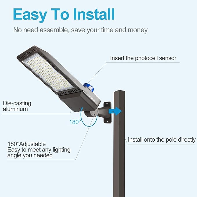 Lightdot 600W LED Parking Lot Lights 90000Lms (Eqv.2400W MH/HPS) 5000K LED Pole Lighting Dusk to Dawn Parking Lot Light with Arm Mount for 30~65Ft Height Street/Yard/Roadway-2Pack