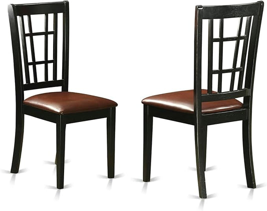 East West Furniture Nicoli 39" Faux Leather Dining Chairs in Black (Set of 2)