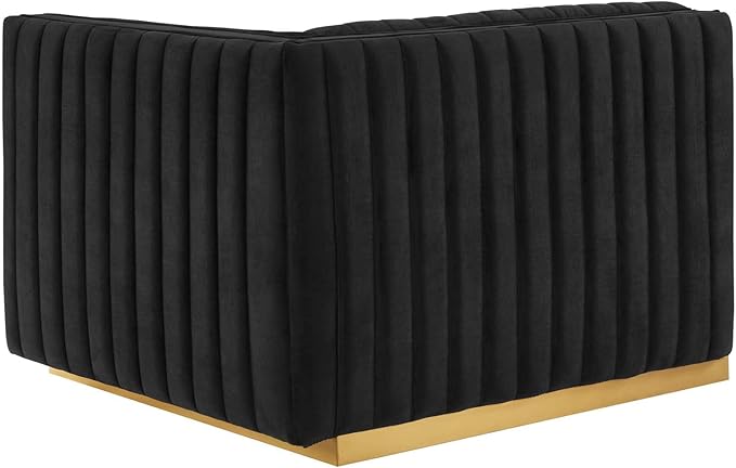 Modway Conjure Channel Tufted Performance Velvet Sectional, Gold Black