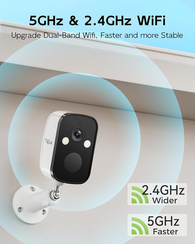 2K Solar Security Cameras Wireless Outdoor, 2.4G/5G WiFi, Powered by Sun Rechargeable Battery Backup, Color Night Vision, PIR AI Motion Detection, 2 Way Talk, IP66, Works with Alexa/Cloud/SD