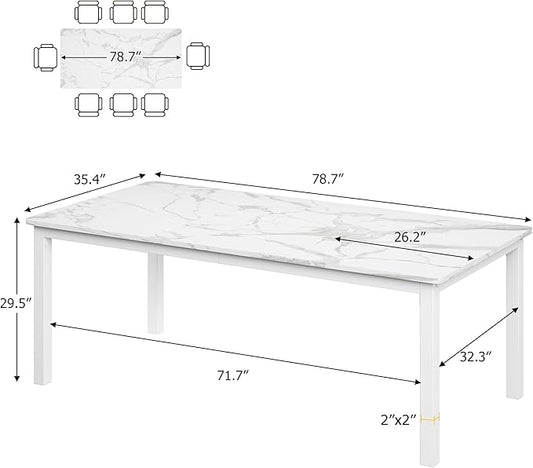 79 Inch Industrial Dining Table for 4-6 Person Rectangle Kitchen Table with Metal Legs,Round Corners, Writing Desk, for Modern Farmhouse, for Kitchen, Dining Room,Quick Assembly, Wood