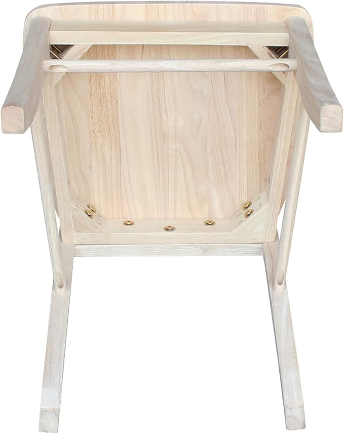 International Concepts X-Back Dining Chairs, Solid Parawood, Unfinished (Set of 2)
