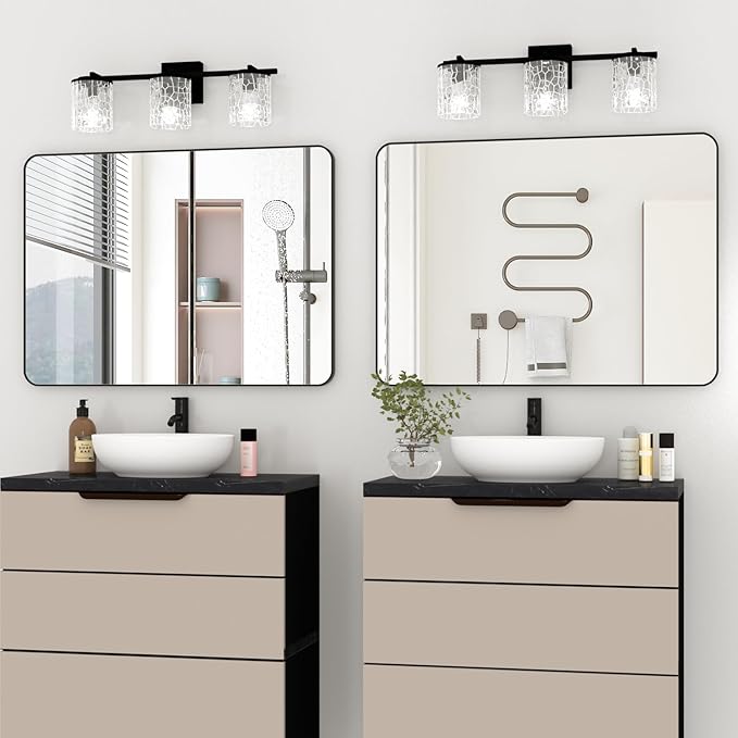 Manocorro Black Bathroom Wall Mirror for Wall,Black 36X24 Inch Rounded Rectangle Mirror,Anti-Rust,Modern Wall Mounted Mirror for Bedroom, Farmhouse,Restroom,Entryway,Horizontal or Vertical Hanging