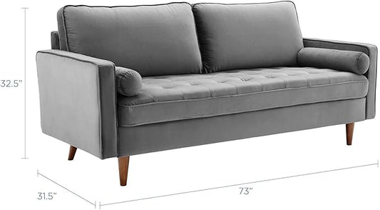 Modway EEI-3764-GRY Valour Performance Velvet Sofa, Gray