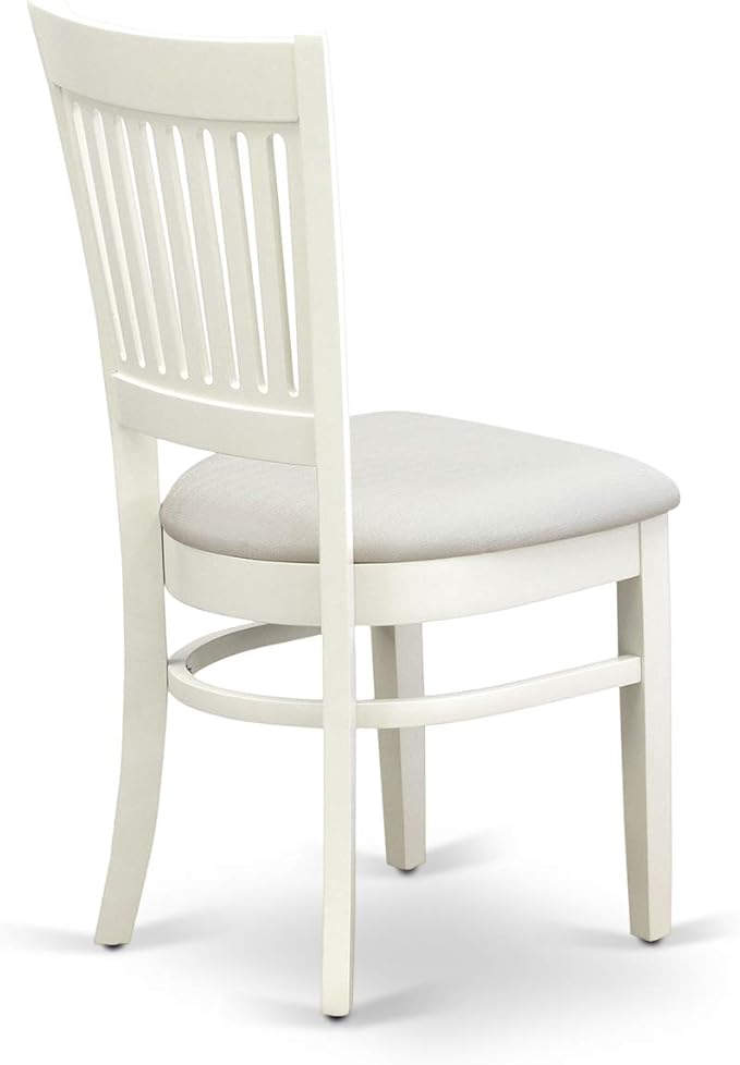 East West Furniture ANVA3-LWH-C 3 Piece Dining Table Set for Small Spaces Contains a Round Kitchen Table with Pedestal and 2 Linen Fabric Kitchen Dining Chairs, 36x36 Inch, Linen White