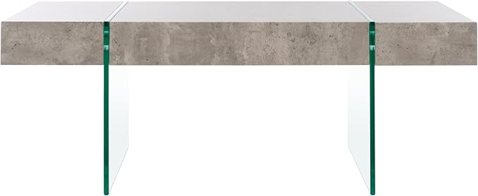 SAFAVIEH Home Collection Jacob Light Concrete Grey/Glass Leg Rectangle Coffee Table