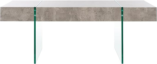 SAFAVIEH Home Collection Jacob Light Concrete Grey/Glass Leg Rectangle Coffee Table