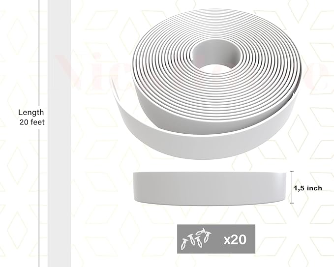 1.5" Vinyl Straps for Patio Chairs Repair Kit Lounge Patio Chair Repair Strapping Outdoor Patio Furniture Repair 20' Matte Finish (White) + 20 Rivets!