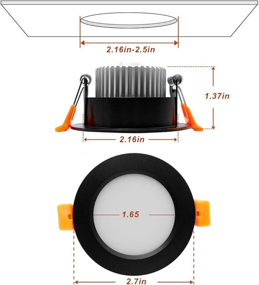 YGS-Tech 2 Inch LED Recessed Lighting, Dimmable Downlight 3W(35W Halogen Equivalent), CRI80, 3000K Warm White Ceiling Light with LED Driver(4 Pack)