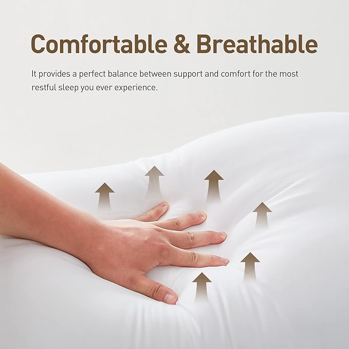 Acanva Cooling Bed Pillows for Sleeping Set of 4, Hotel Quality with Premium Soft and Supportive 3D Down Like Filling for Back, Stomach, or Side Sleepers,Machine Washable, Standard(Pack of 4), White