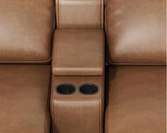 AMERLIFE Single Console- Coffee Holder, Brown Leather
