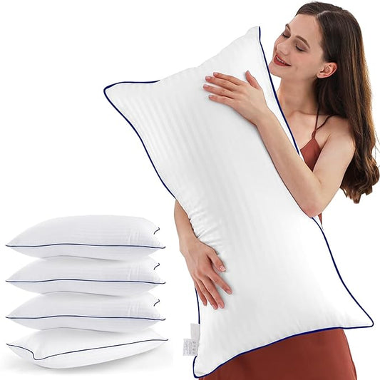 SEMZSOM Bed Pillows Queen Size Set of 4, Luxury Hotel Pillows with Soft Fluffy Down Alternative Filling Sleeping Pillows for Back, Stomach and Side Sleepers