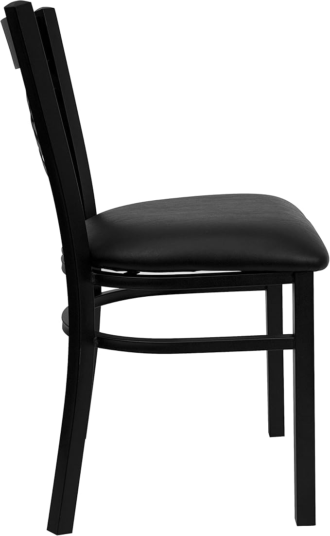Flash Furniture Hercules Series "X" Back Metal Restaurant Chair, Modern Upholstered Armless Dining Chair for Restaurants and Kitchens, Black
