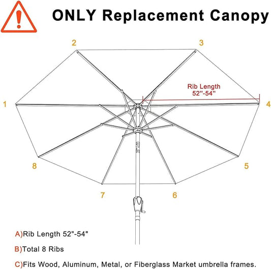 ABCCANOPY 9ft Outdoor Umbrella Replacement Top Suit 8 Ribs (Lemon Green)