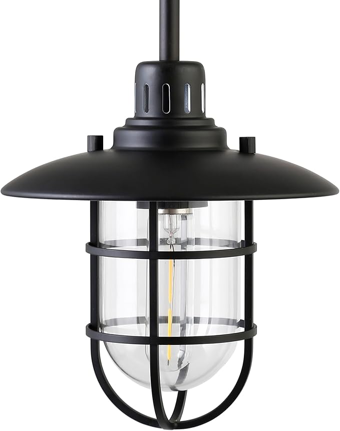 Bay 8.25" Wide Lantern Pendant with Glass/Metal Shade in Blackened Bronze/Clear