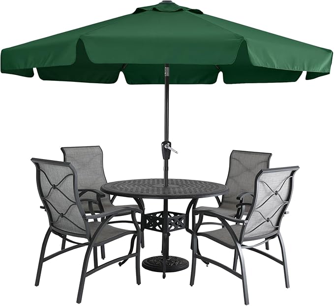 MASTERCANOPY 10ft Patio Umbrella with Valance, Crank and Tilt – 8 Ribs Outdoor Market Umbrella, UV/Fade Resistant, Waterproof Canopy with Wind Vent for Garden, Deck, Backyard, Pool (Forest Green)