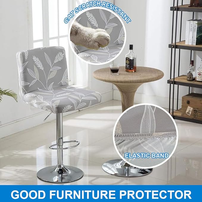 Levoberg Bar Stools Cover Set of 2 Printed Armless Swivel Barstools Slipcovers with Backs Stretch Square Counter Height Bar Stools Covers Mid Low Back Chair Cover for Kitchen Dining Room
