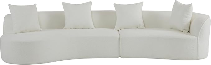 Christopher Knight Home Braebt 126" Modular Sofa with 4 Throw Pillows, Curved 5-Seater Large Sofa Couches, Comfy Upholstered Sectional Cloud Couch for Living Room, Study, No Assembly Required, Beige
