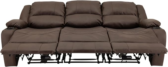 RecPro RV Recliner Charles 80" Powered Triple Wall Hugger | Drop Down Console | RV Furniture with Upgraded 2023 Fabric (Chestnut)