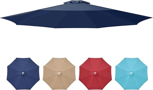 YSSOA 9' Patio Umbrella Replacement Canopy Only for 8 Ribs, Dark Blue