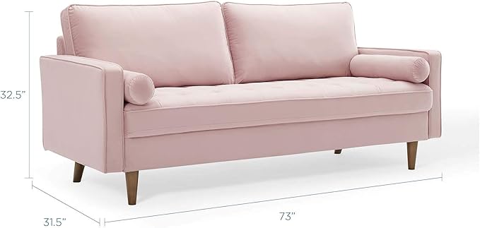 Modway EEI-3764-PNK Valour Performance Velvet Sofa, Pink