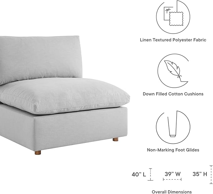 Modway Commix Down-Filled Overstuffed Upholstered 5-Piece Sectional Sofa Set