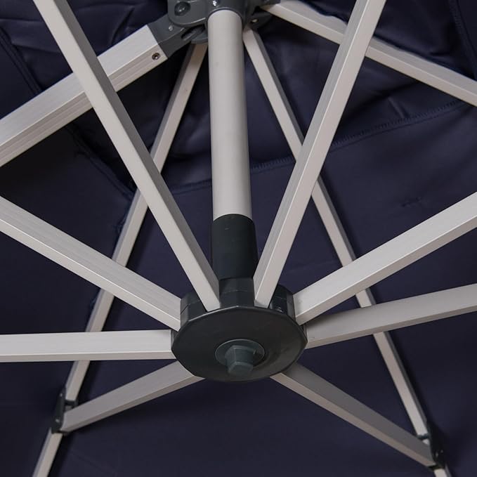 Cantilever Patio Umbrella with Cross Base and Cover Included - 360° Rotation Large Heavy Duty Offset Outdoor Umbrella with Easy Tilt for Pool Backyard Deck Garden (10x13 FT Navy Blue)