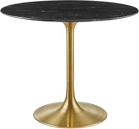 Modway Lippa Dining Table, 36", Gold Black