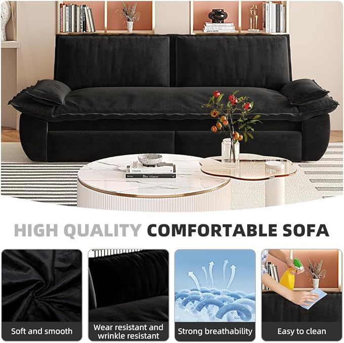 KEIKI 73.2" Queen Sleeper Sofa Bed, 3-in-1 Convertible Pull Out Couch with Chaise Lounge, Modern Velvet Futon Loveseat, Compact Sofa Bed for Small Apartment Studio Living Room Space Saving Furniture