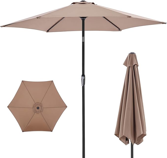 OLIXIS Patio Umbrella with Tilt and Crank Button & Sturdy Ribs Waterproof, Patio Table Umbrella Perfect for Poolside, Terrace, Beach and Outdoor Restaurant