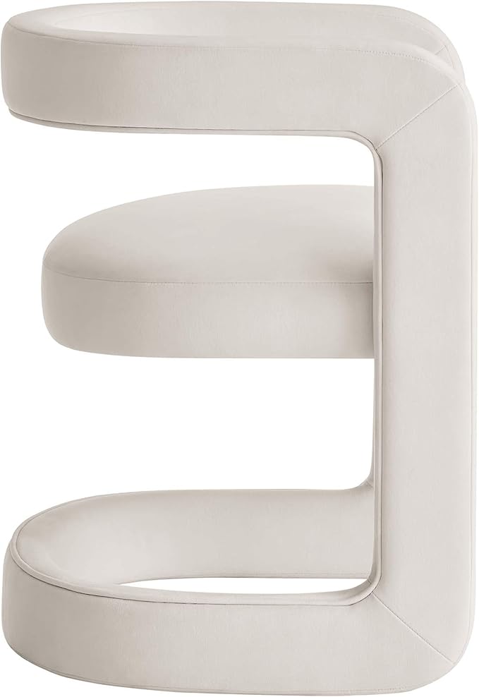 Modway Winslow Stain-Resistant Performance Velvet Dining Chair in Alabaster - Open Back Barrel Armchair - Upholstered Dining Chair - Cozy Reading Chair or Velvet Vanity Chair