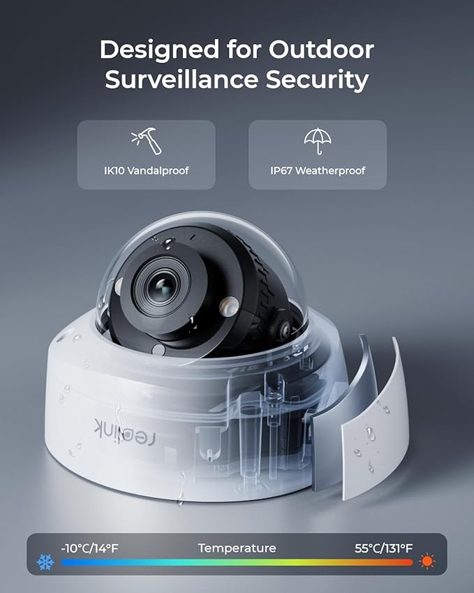 REOLINK 4K/8MP PoE IP Security Camera, Turret Surveillance, Color Night Vision with 3000K Spotlights, IK10 Vandal Proof, Human/Vehicle/Pet Detection, up to 512GB microSD Card, RLC-840A, No PT Support