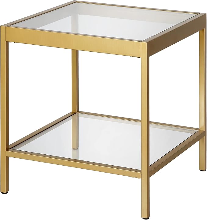 Henn&Hart 20" Wide Square Square Side Table in Brass, Table for Living Room, Bedroom