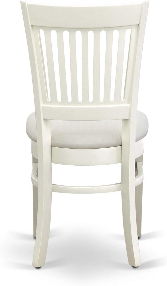 East West Furniture ANVA3-LWH-C 3 Piece Dining Table Set for Small Spaces Contains a Round Kitchen Table with Pedestal and 2 Linen Fabric Kitchen Dining Chairs, 36x36 Inch, Linen White