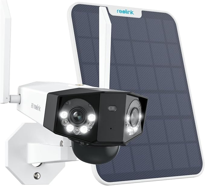 REOLINK 4K 8MP 4G LTE Cellular Security Camera Wireless Outdoor, Dual Lens 180° Wide Angle, Sim Card Included, Continuous Solar Powered, Color Night Vision, 2 Way Talk, Duo 2 LTE + Solar Panel 2