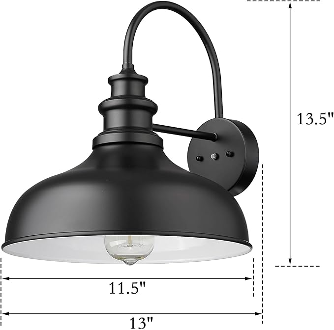 Bestshared Dusk to Dawn Sensor Farmhouse Barn Light, Outdoor Wall Sconce, Outdoor Wall Lantern for Porch, Exterior Light Fixtures Porch Lights (Black+White, 4 Pack)