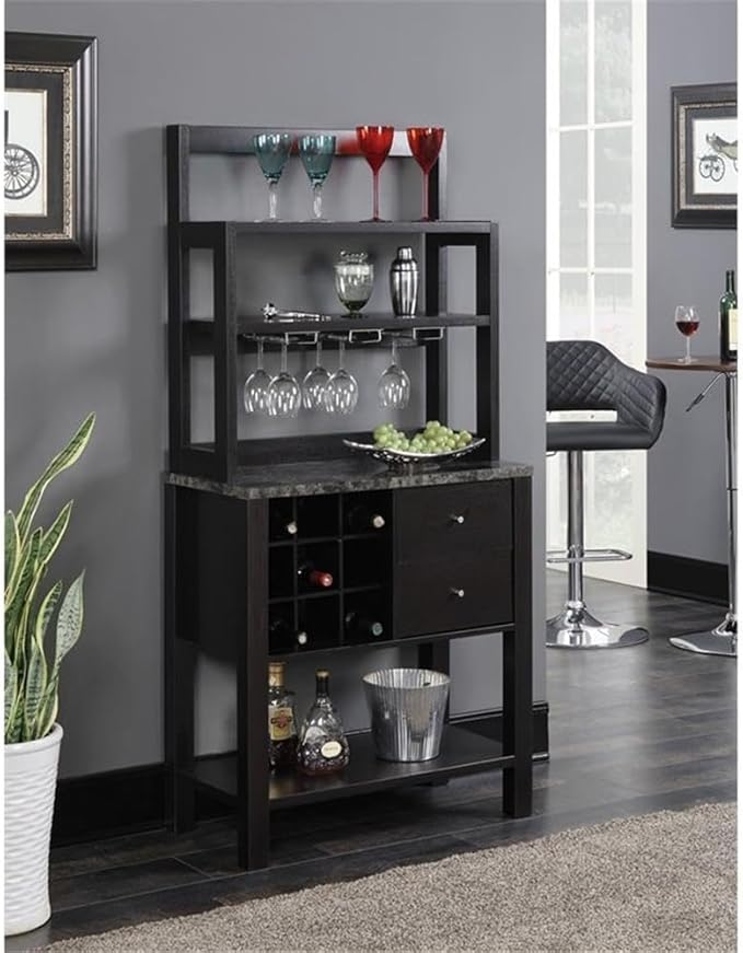 Convenience Concepts Newport Serving Bar, Espresso/Faux Marble