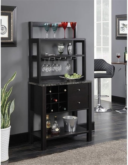 Convenience Concepts Newport Serving Bar, Espresso/Faux Marble
