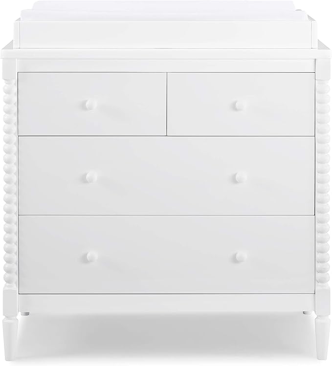 Delta Children Saint 4 Drawer Dresser with Changing Top, Bianca White