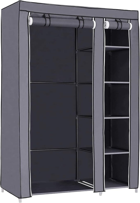 SONGMICS 43 Inch Portable Clothes Closet Wardrobe with Non-Woven Fabric and Hanging Rod Quick and Easy to Assemble Gray ULSF007G